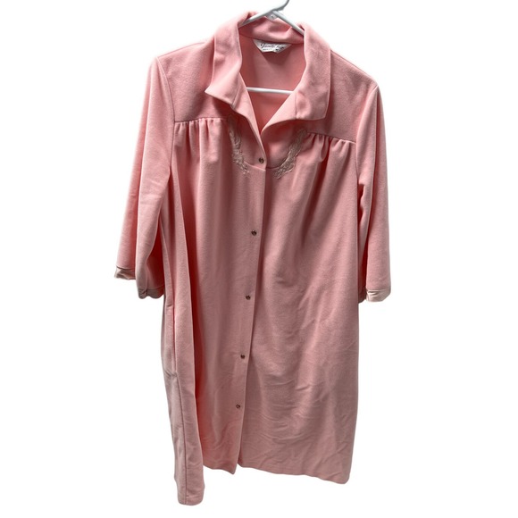 Vintage Vanity Fair Caftan Velour Muumuu House Coat Robe Size Medium Pink - Picture 3 of 5